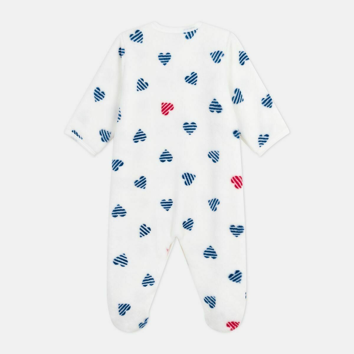 Baby's Winter Overpjama in Fleece with Hearts Print heart print, PETIT BATEAU