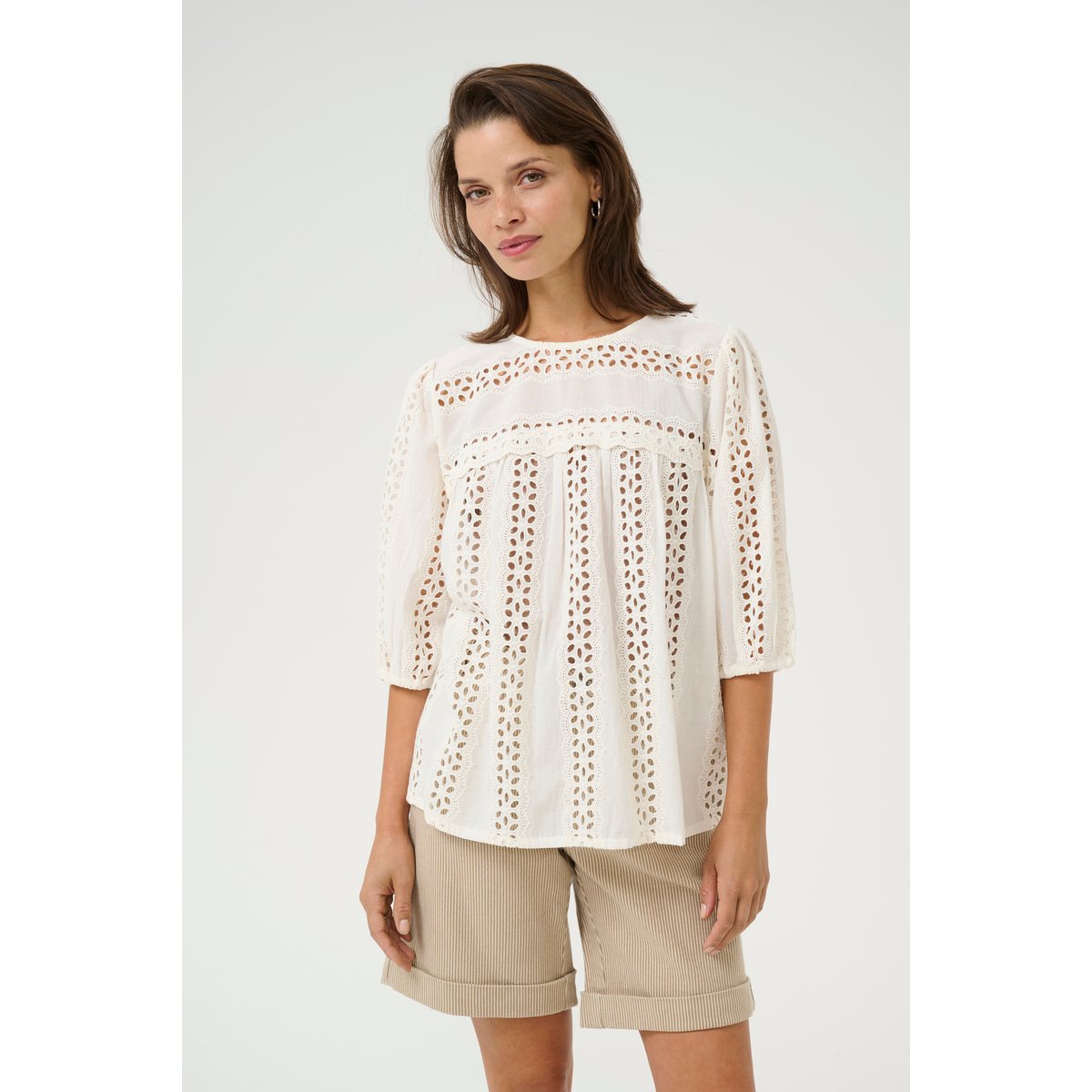 Blouse with long sleeve blanc chalk, KAFFE