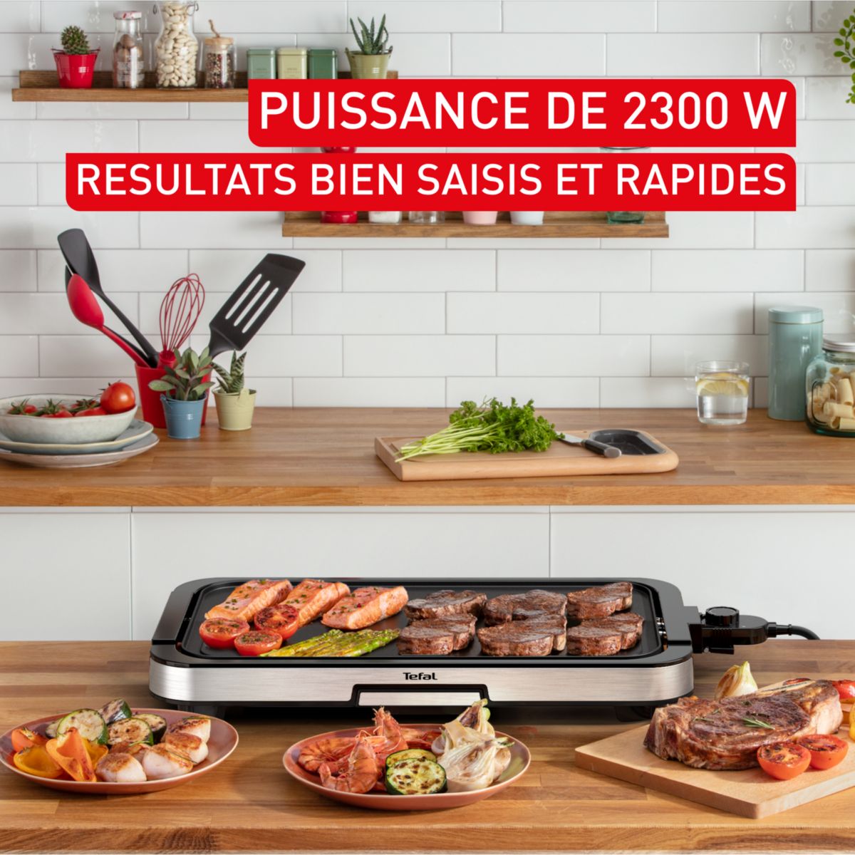Plancha électrique Giant modulo plaque ammovible CB632DF0 couleur unique, TEFAL
