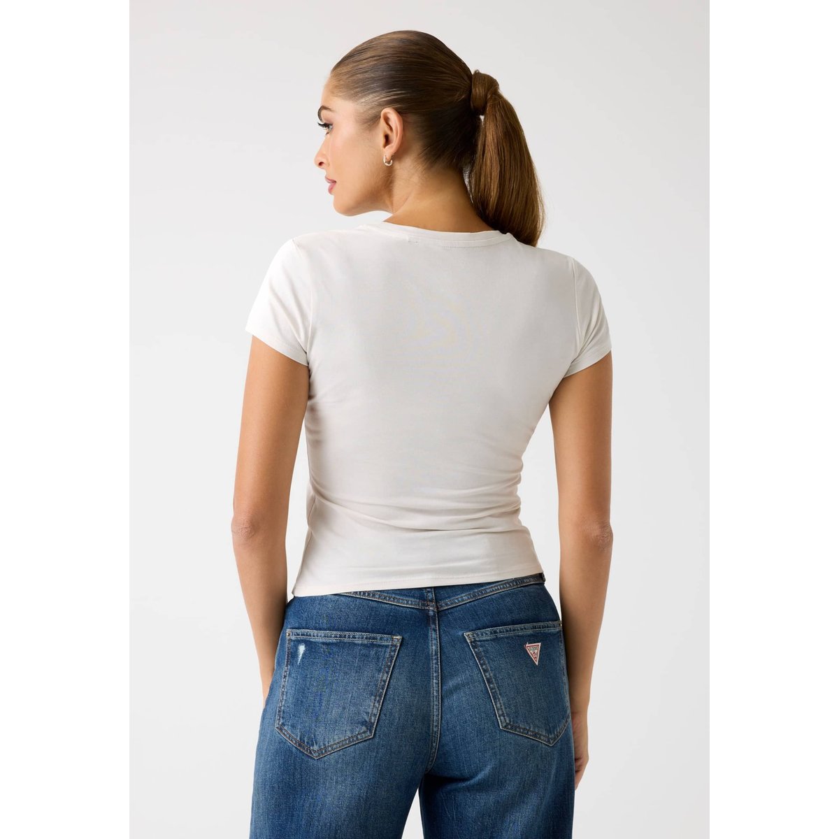 T-Shirt Imprimé crème, GUESS