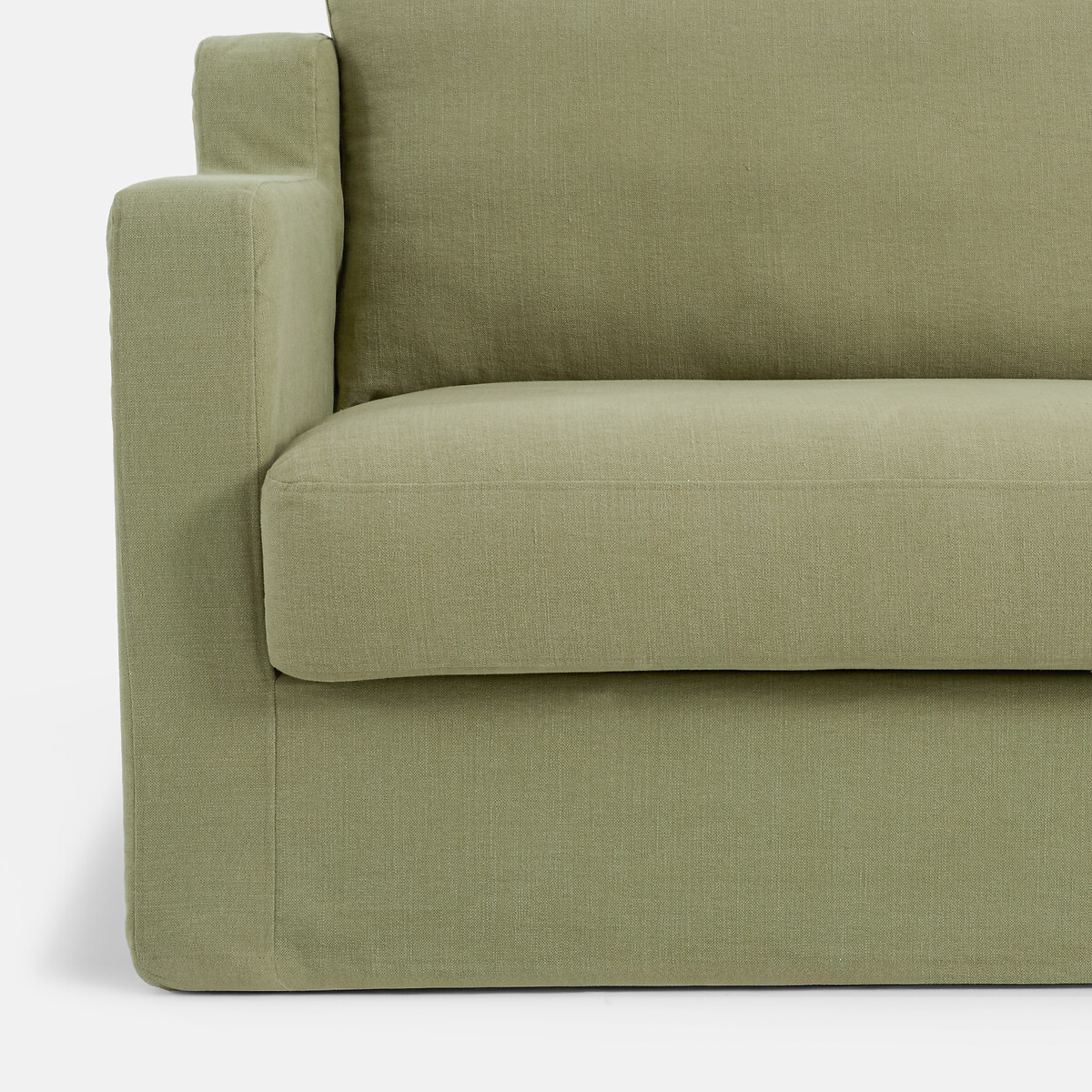 Canapé droit déhoussable, 2, 3 ou 4 places, en coton et lin, LINETTO vert clair, LA REDOUTE INTERIEURS