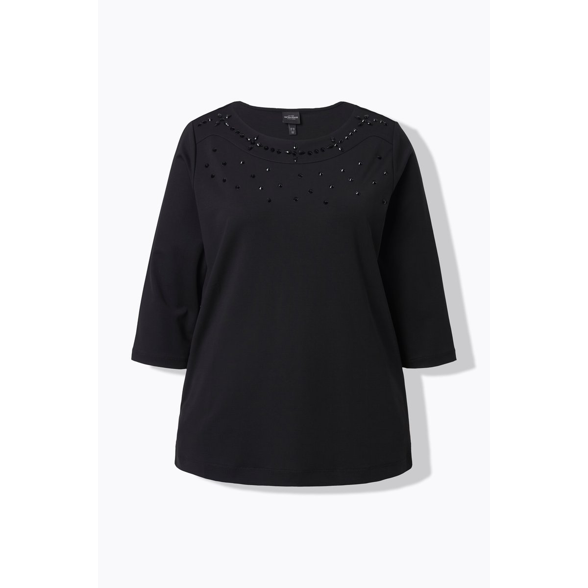 T-shirt avec petits strass noir, ULLA POPKEN