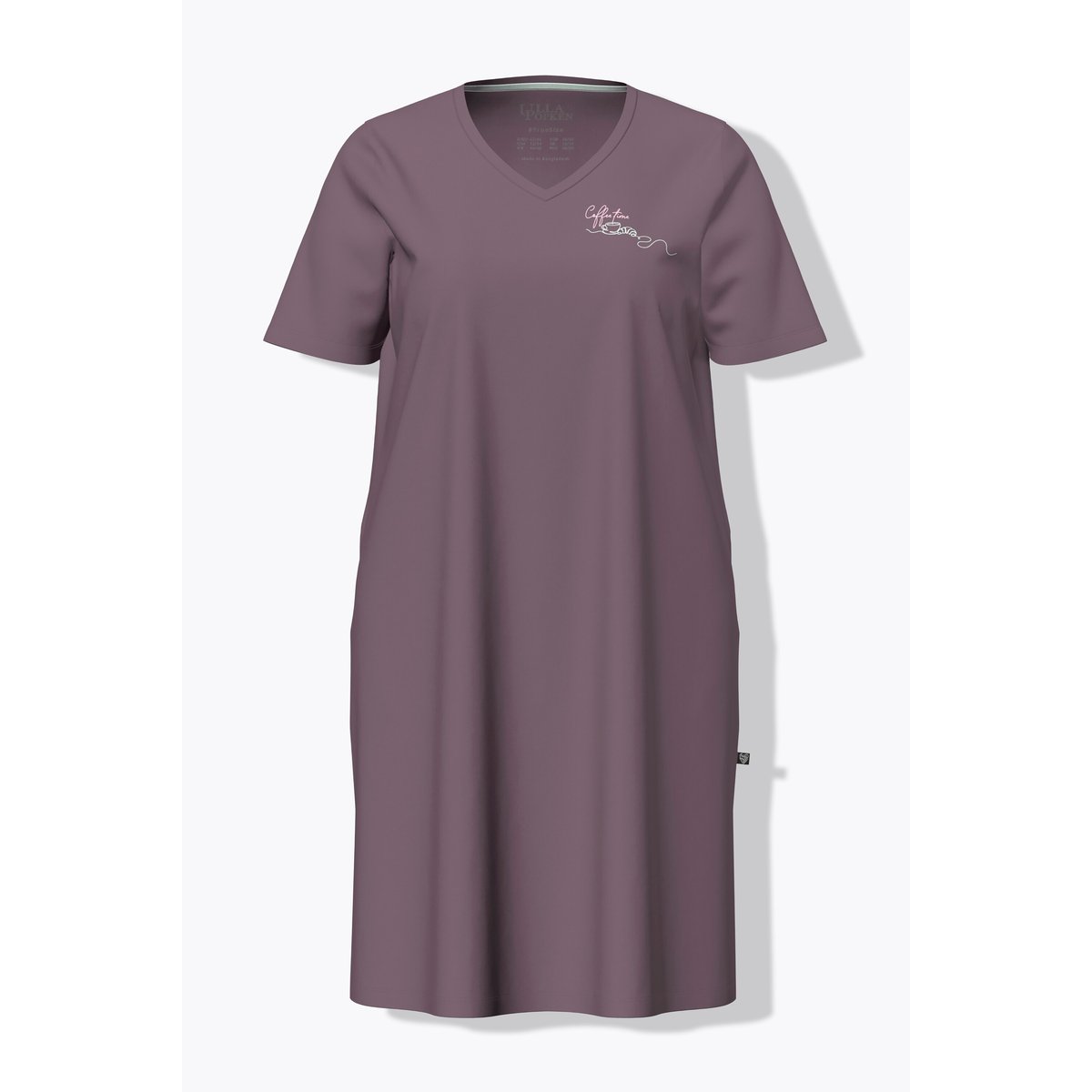 T-shirt long, Coffee Time, Col en V terre, ULLA POPKEN