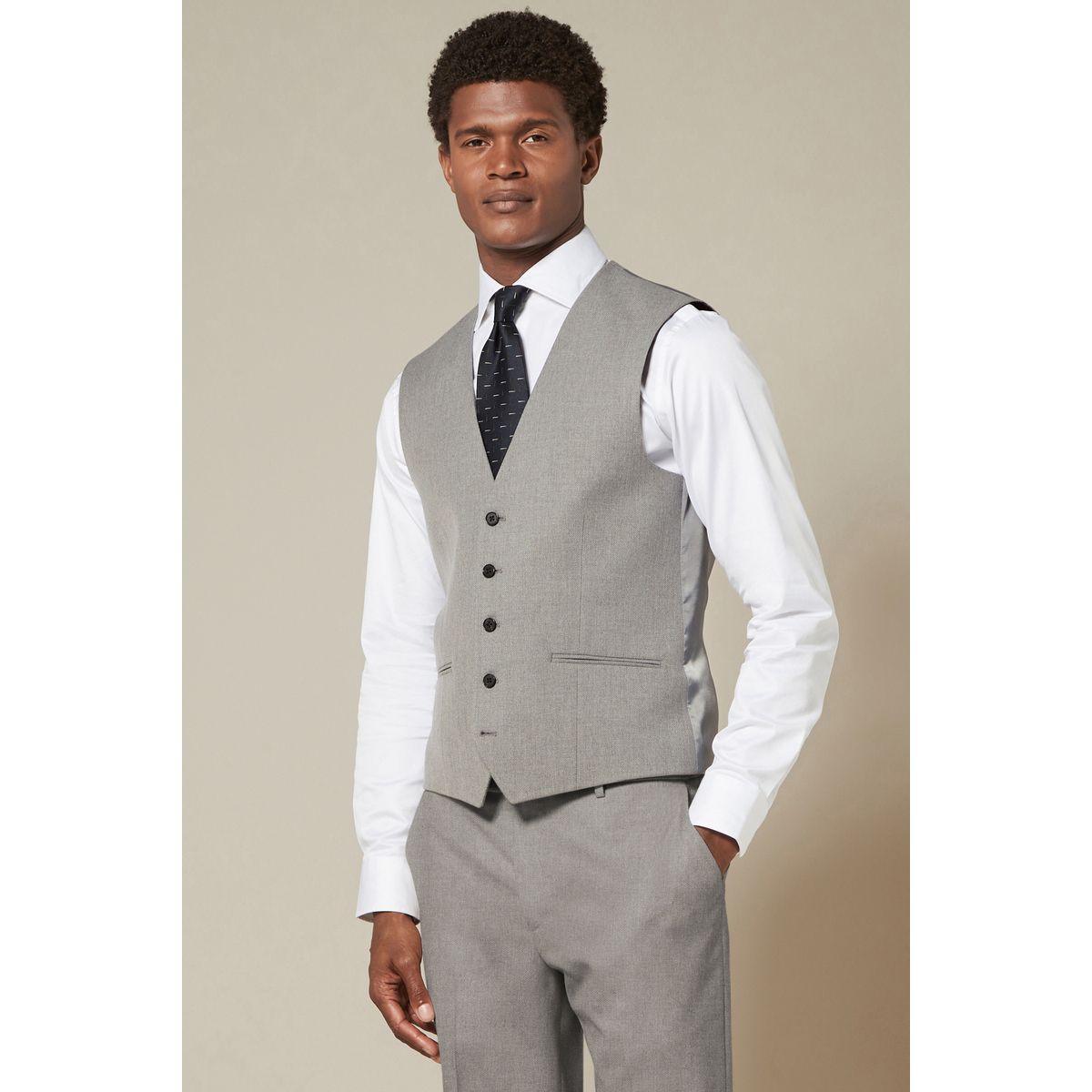 Gilet de costume texturé gris, NEXT
