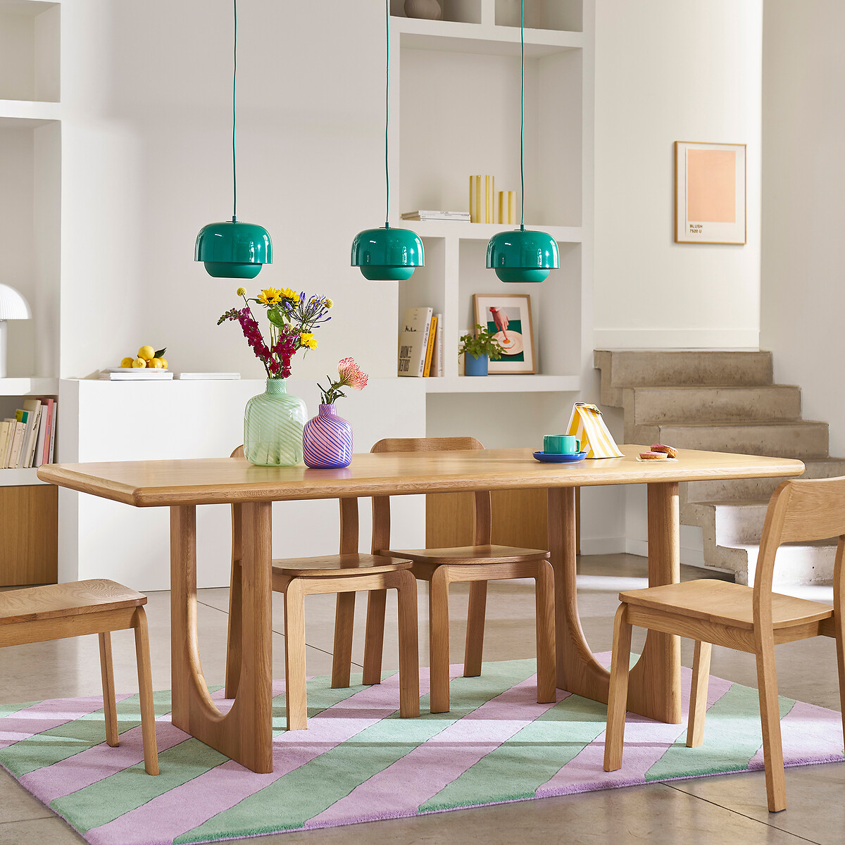 Table à manger, rectangulaire, chêne et plaqué, 6 à 8 couverts, DOUVE chêne, LA REDOUTE INTERIEURS