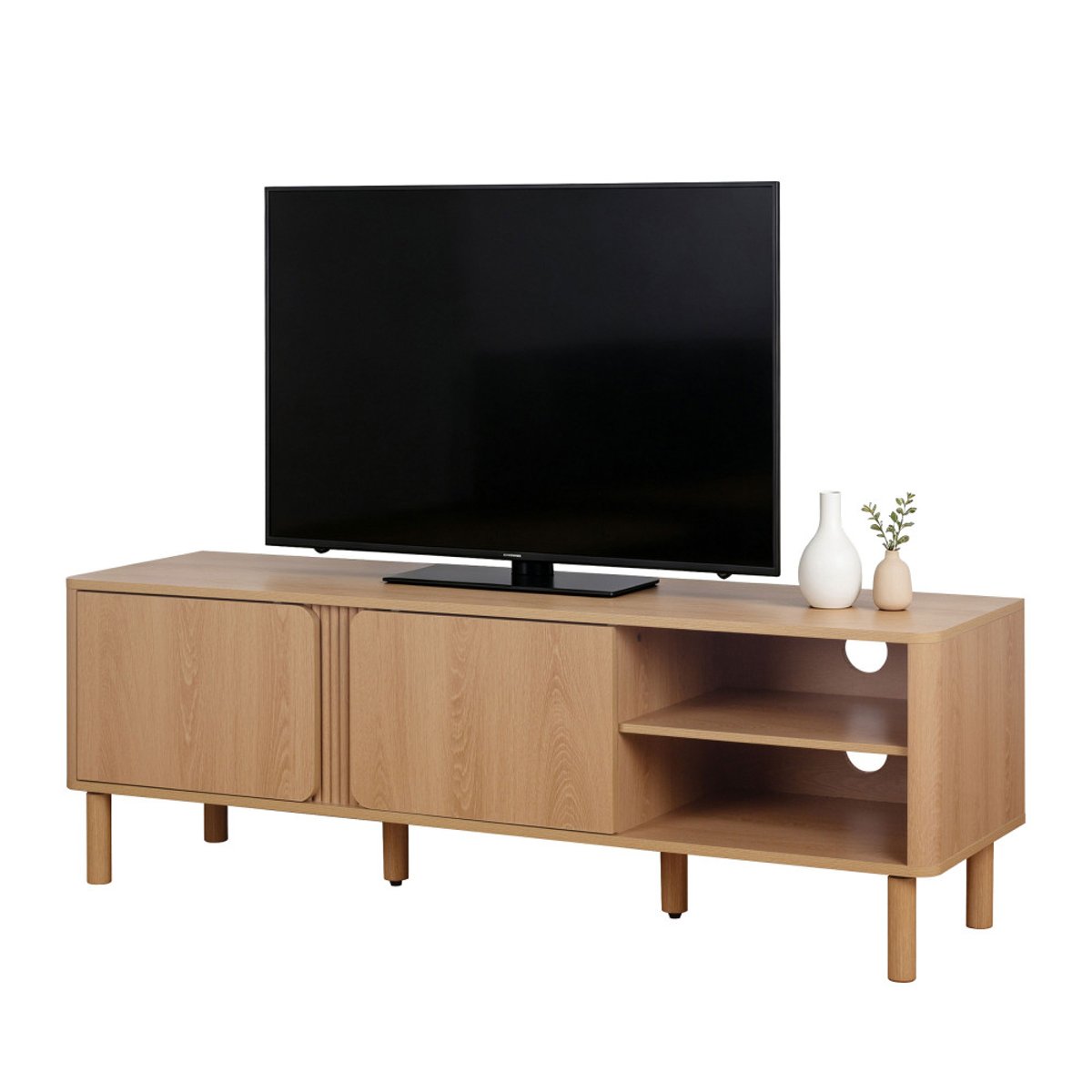 Meuble TV 2 portes en bois L140cm- NOA bois clair, DRAWER
