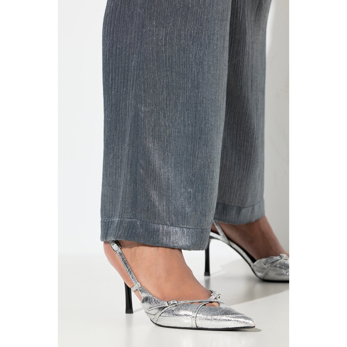 Pantalon rose, reflets métalliques argent, ULLA POPKEN