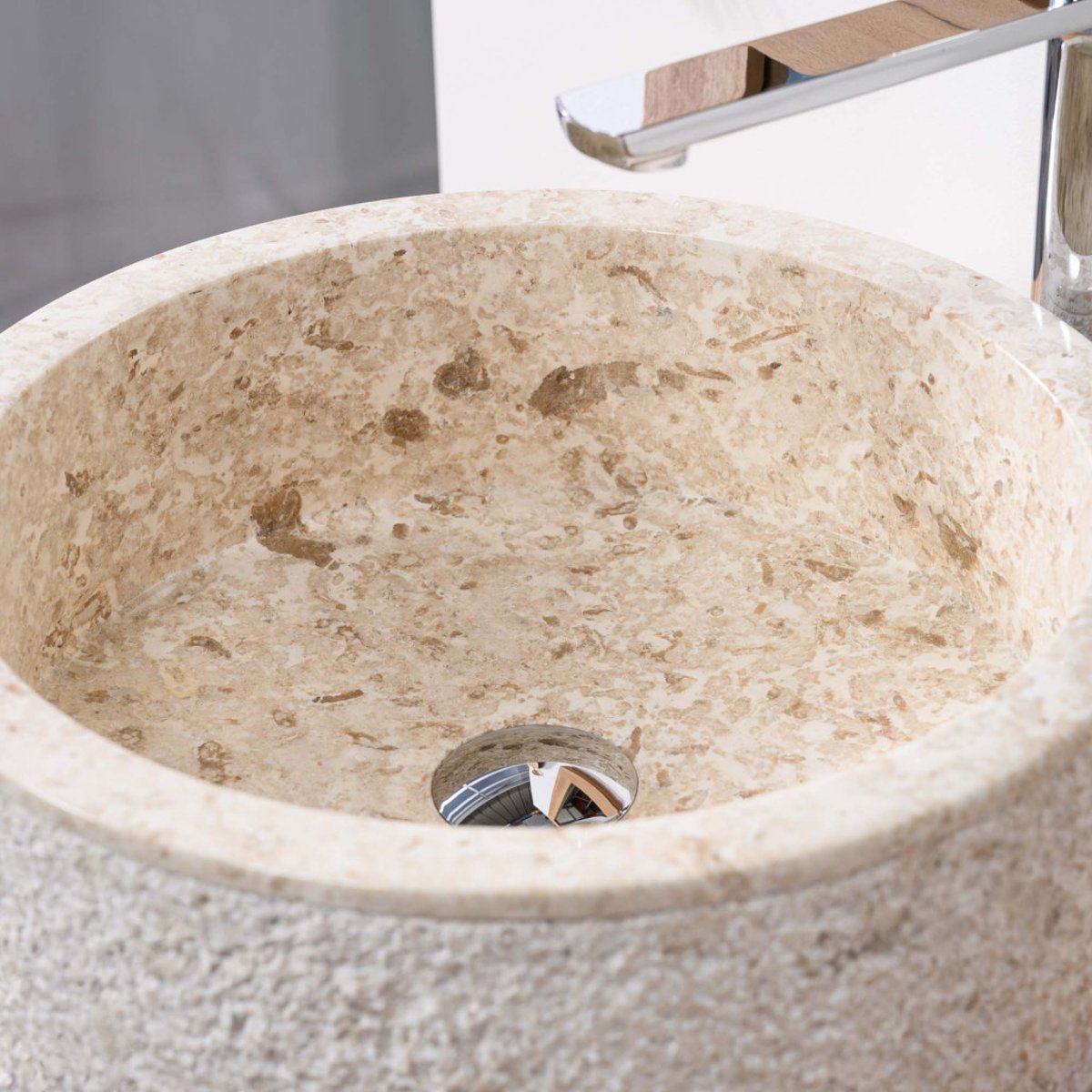 Vasque en marbre ronde 40cm ELBE crème, WANDA COLLECTION