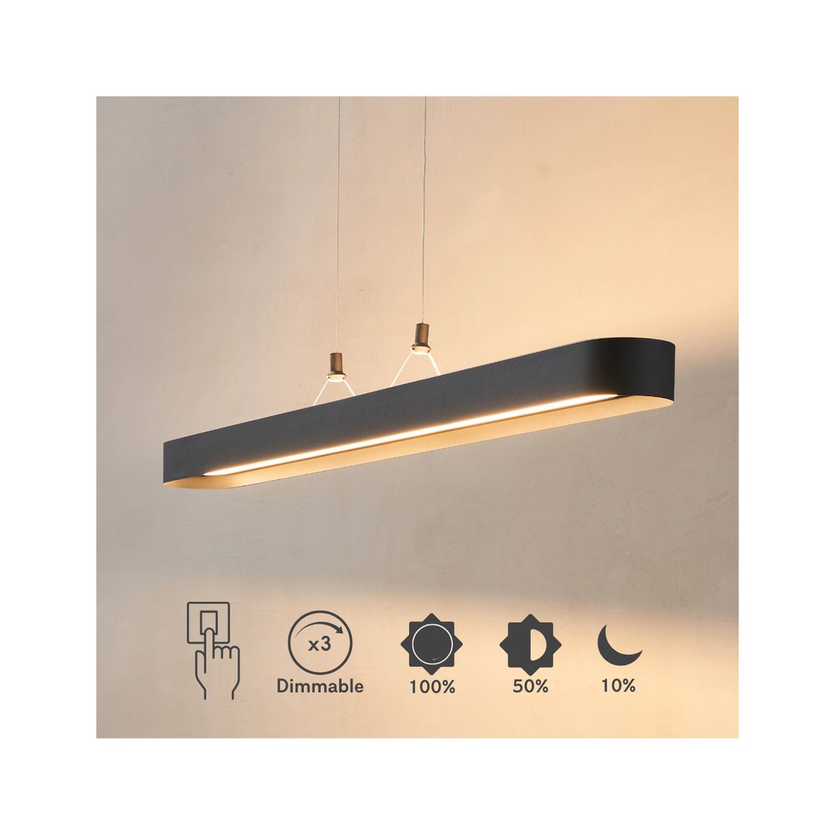 Suspension linéaire LED moderne - OSWIN noir, KOSILUM
