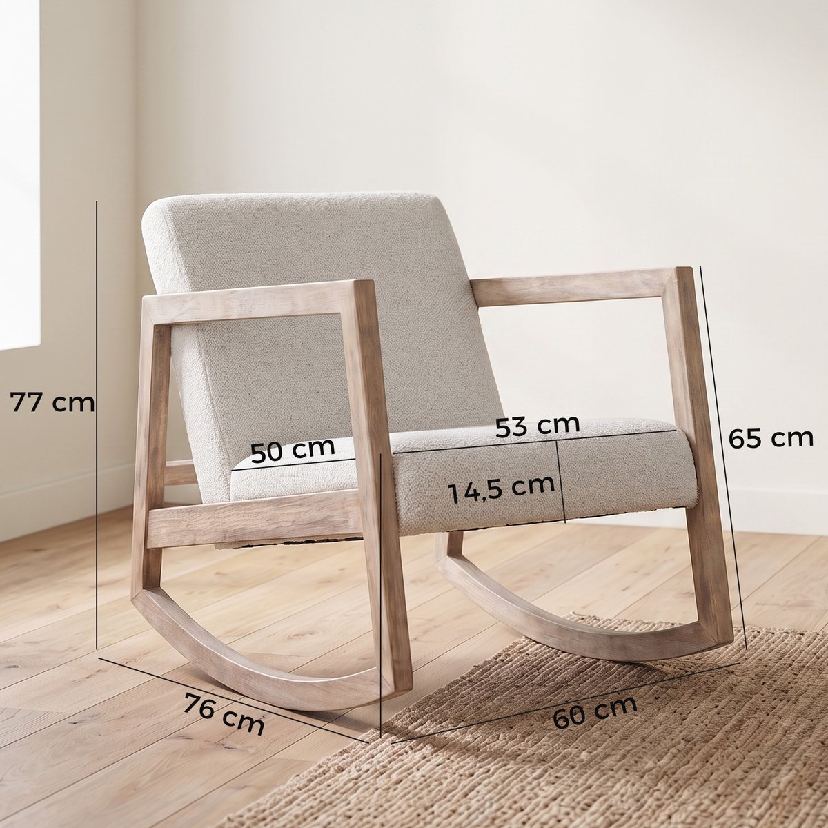 Fauteuil à bascule Polyester Crème blanc crème, HOMCOM