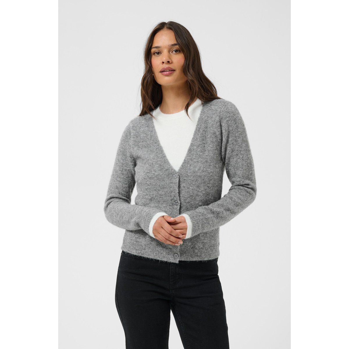 Pullover tricoté gris grey melange, KAFFE
