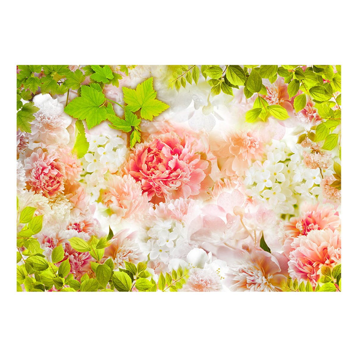 Papier peint intissé panoramique Fleurs Bright peonies beige, EDEN