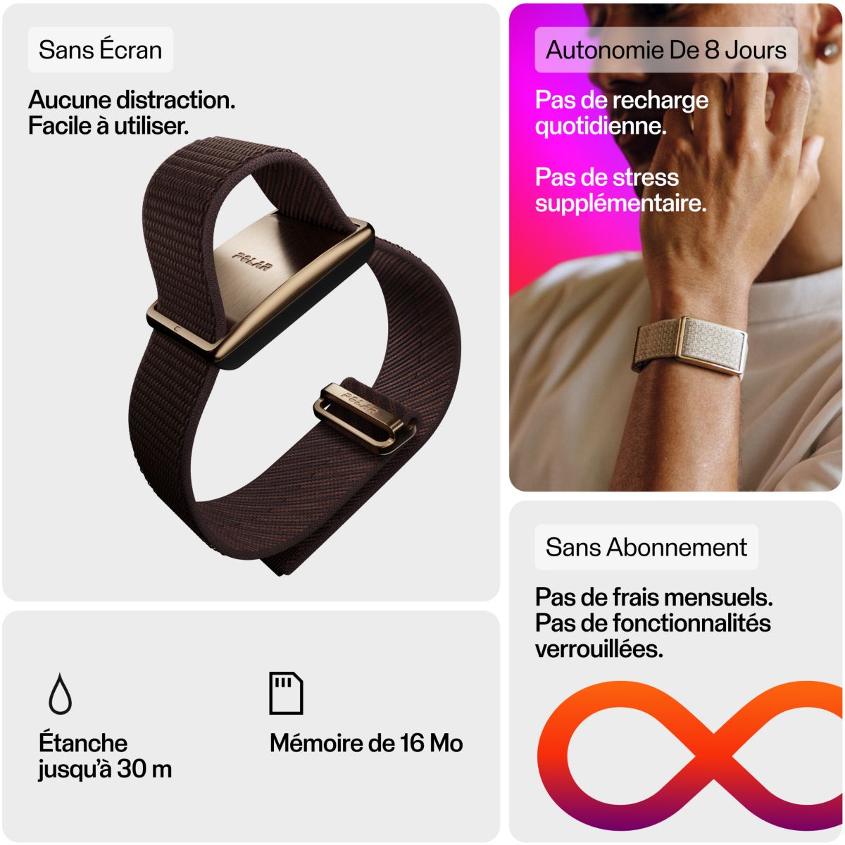 Bracelet connecté Loop Brown Copper marron, POLAR