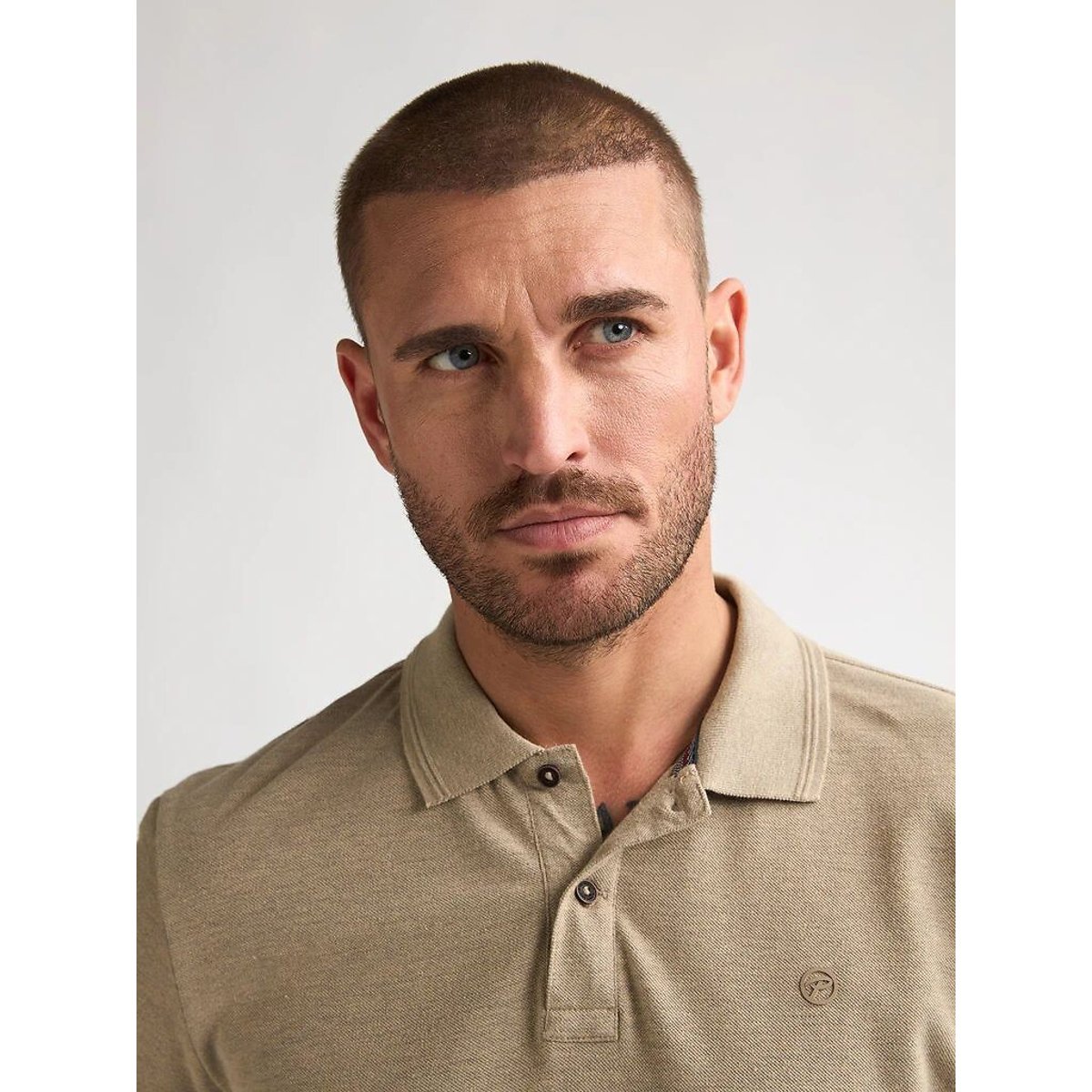 Poloshirt in chiné met korte mouwen camel, PETROL INDUSTRIES