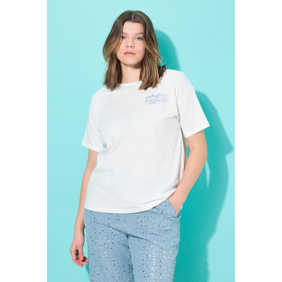 T-shirt oversize, imprimé / broderie blanc cassé, STUDIO UNTOLD