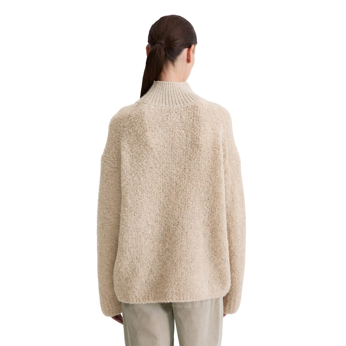 Pull bouclette regular en mélange de laine vierge et de laine d'alpaga gris clair, MARC O'POLO