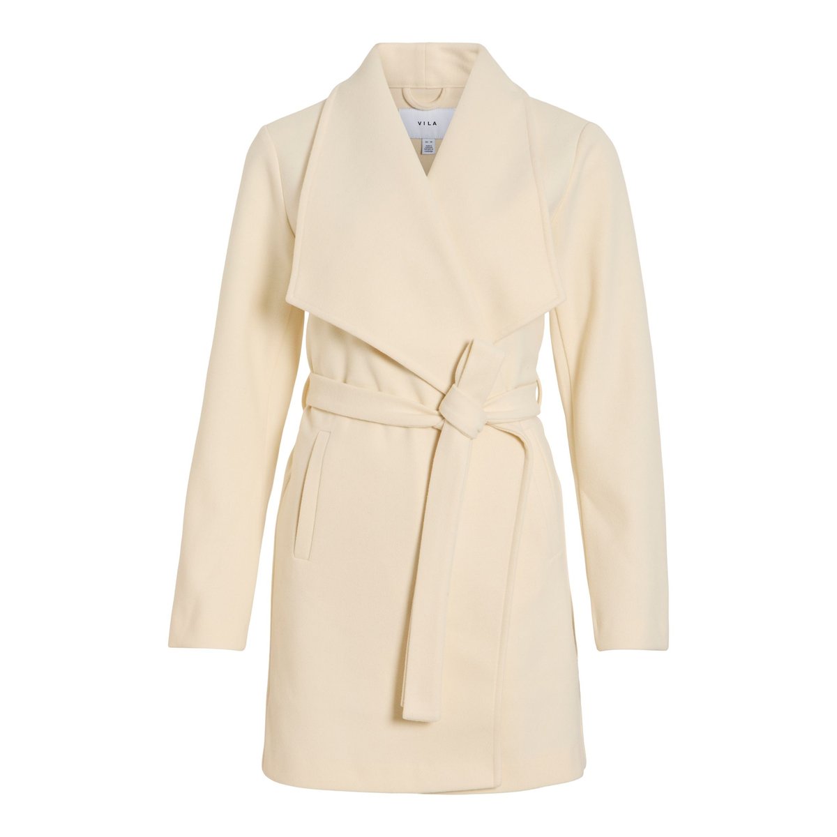 Manteau col italien à nouer birch, VILA