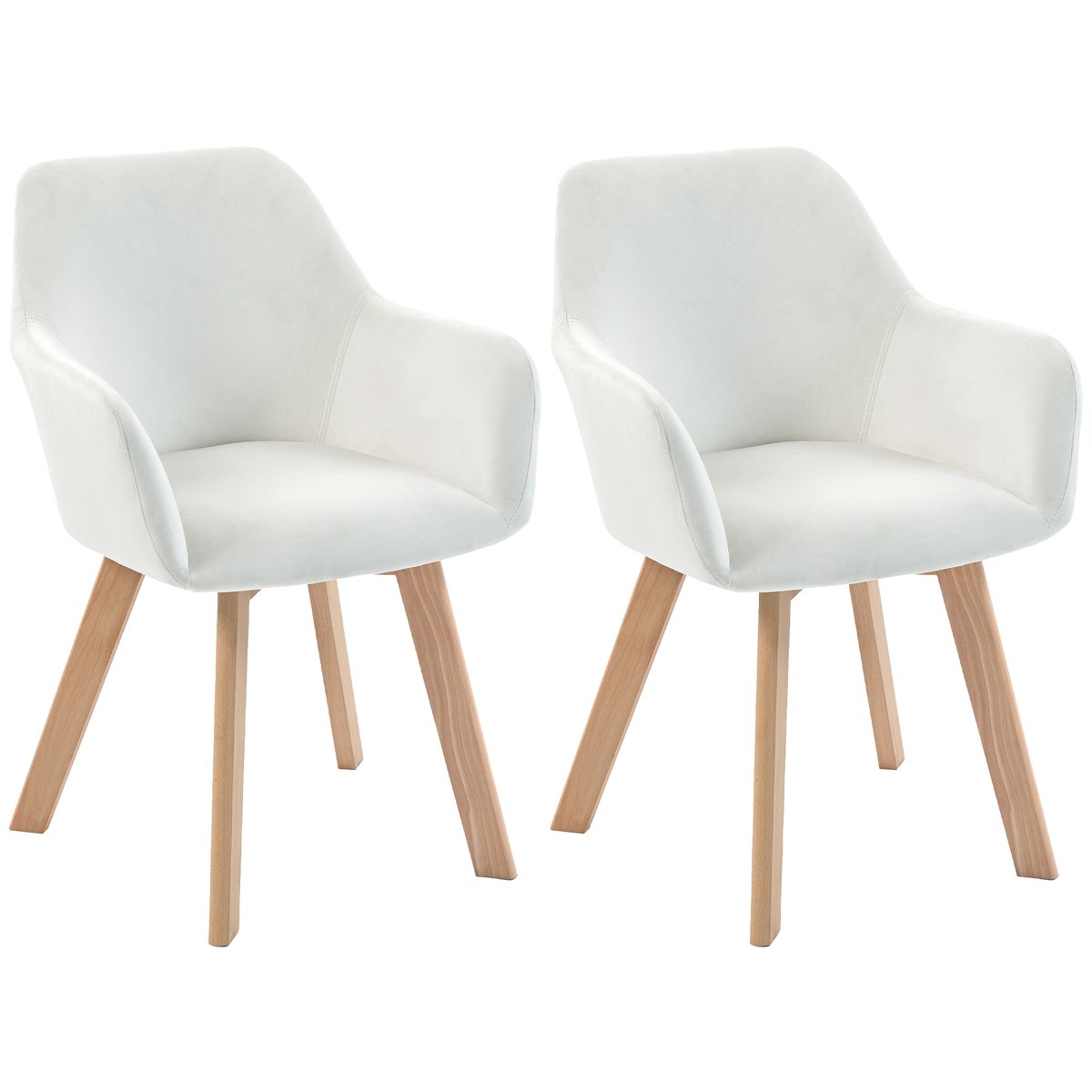 Chaise de salle à manger Tissu polyester crème, HOMCOM