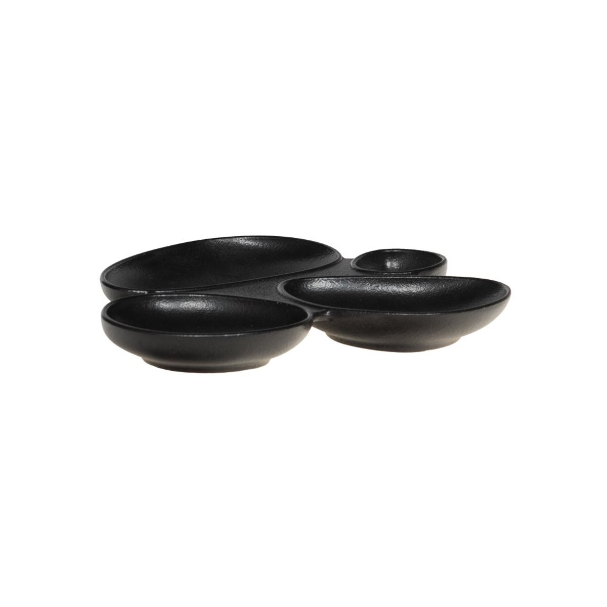 Plat apéritif 4 compartiments Dipsa 26x23 cm noir, TABLE PASSION