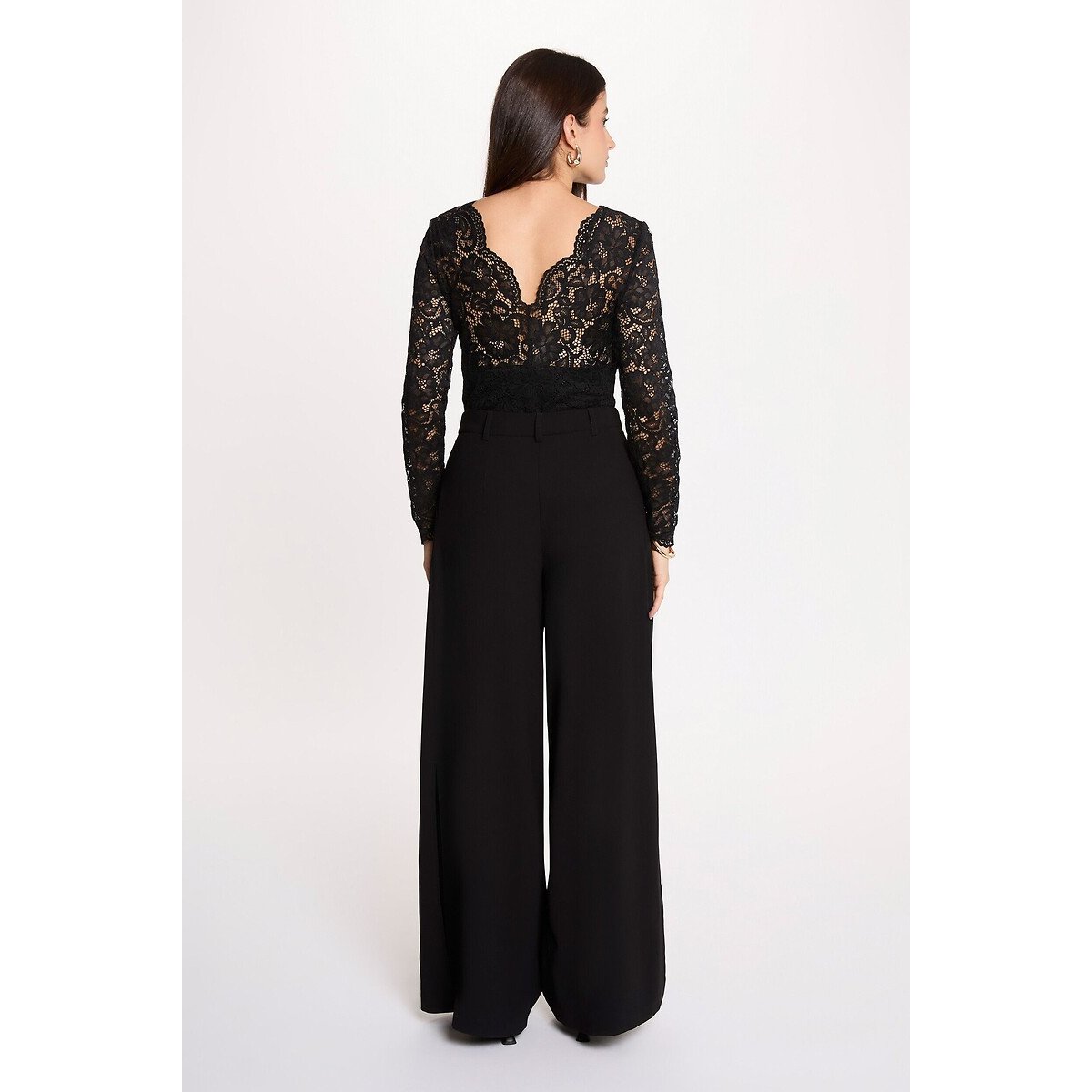 V-Neck Lace Bodysuit black, MORGAN