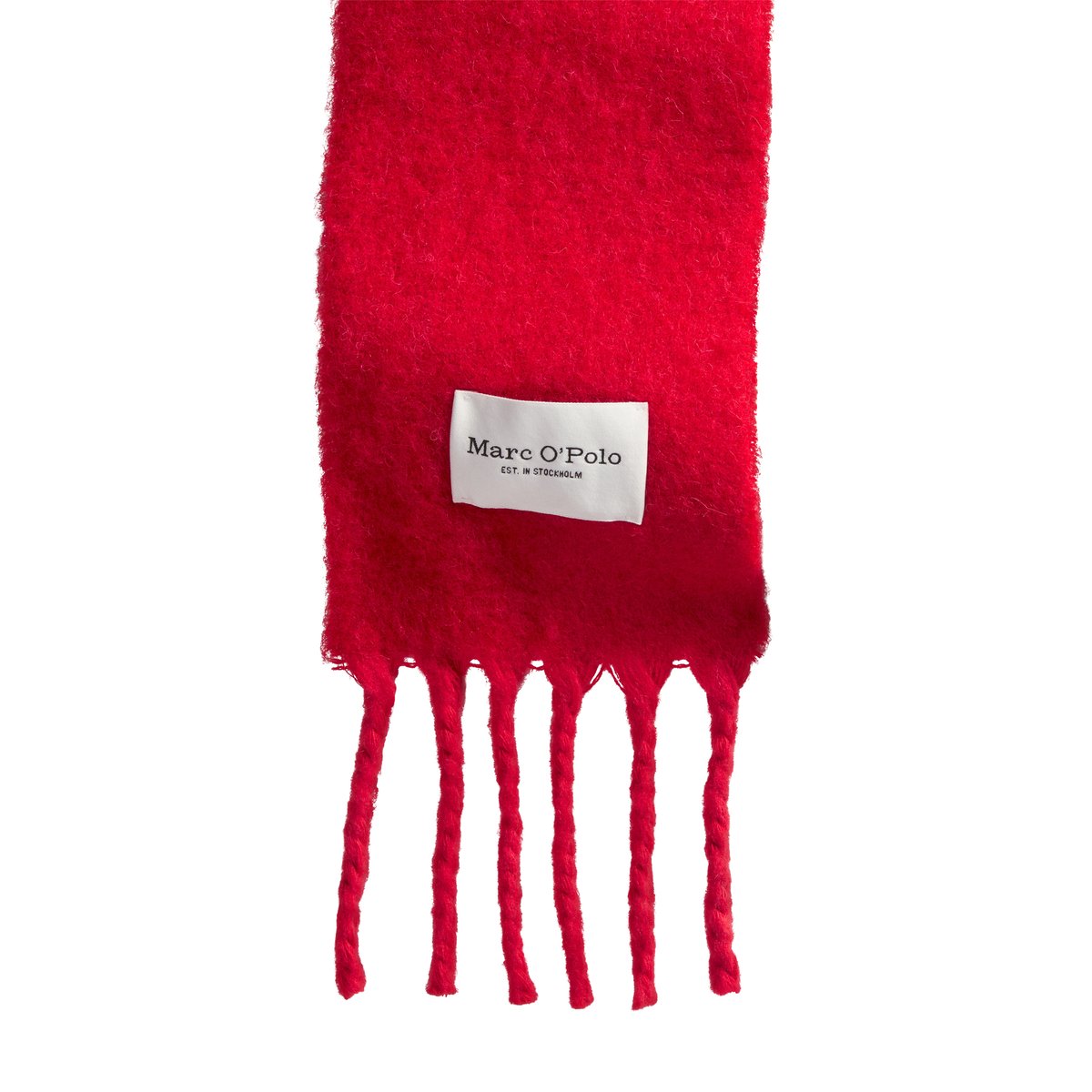 Longue écharpe à franges avec de la laine d'alpaga moelleuse rouge, MARC O'POLO