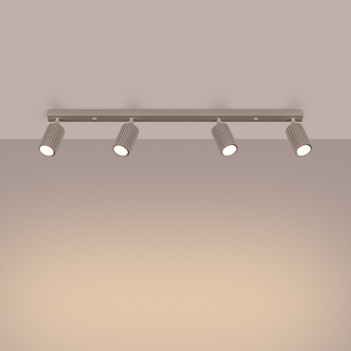 Plafonnier Aluminium Taupe GU10 4 Karbon marron, EDEN