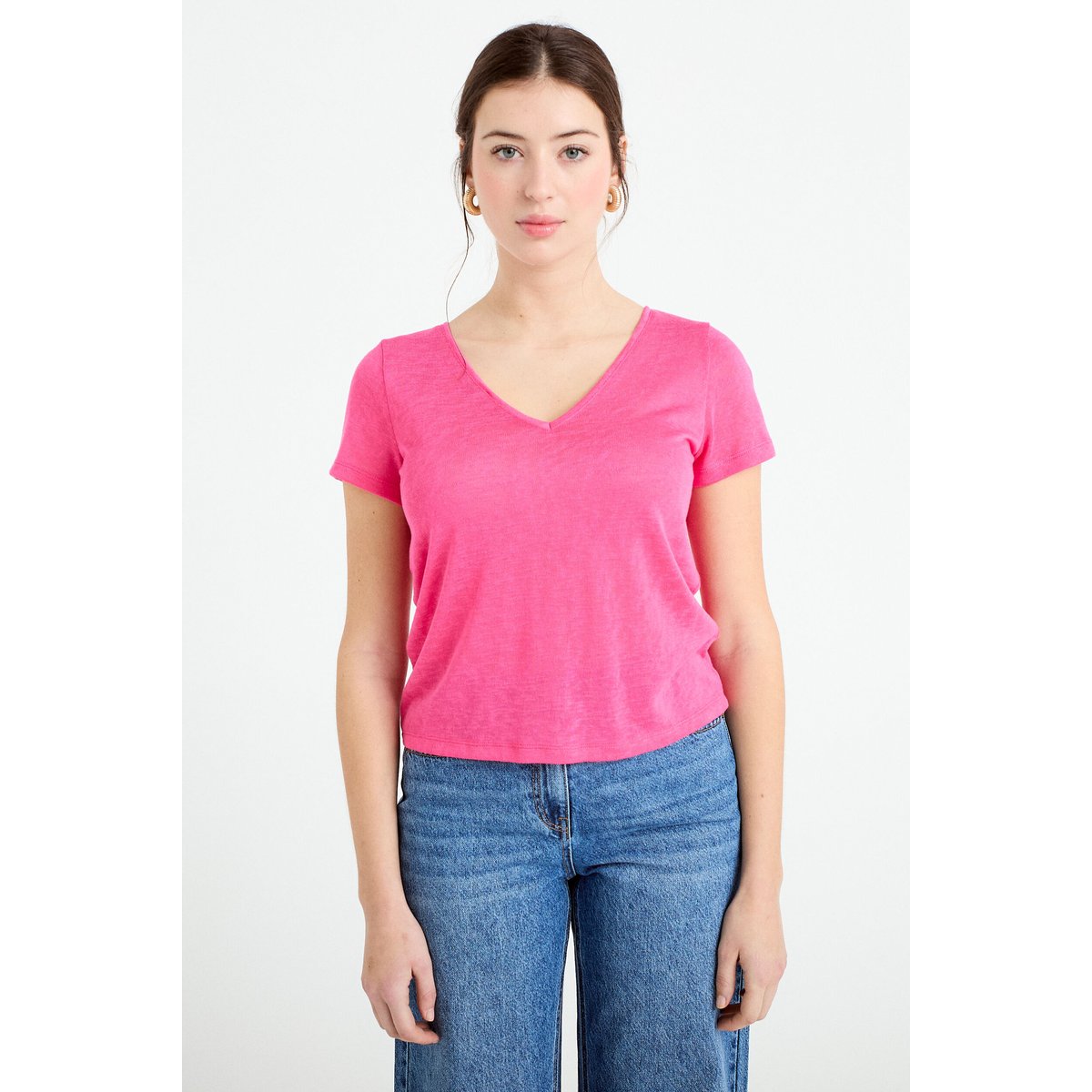 T-shirt noeuds dos rose fushia, CACHE CACHE
