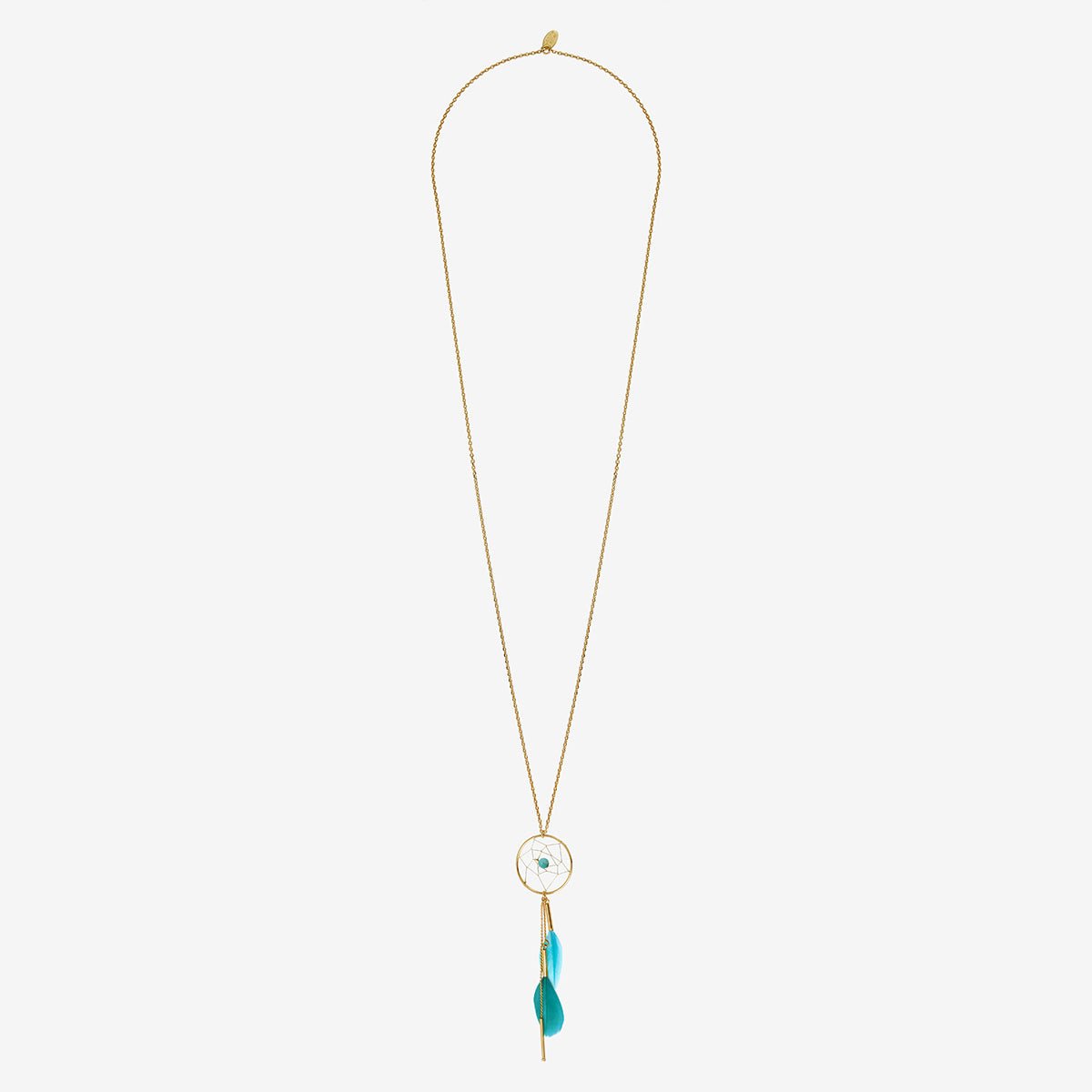 Collier sautoir doré - dream catcher bleu, CAROLINE NAJMAN