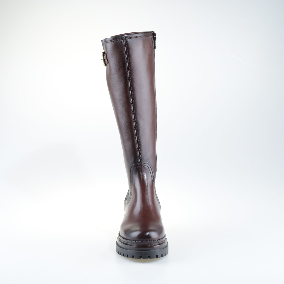 Botas rasas em pele chocolate, MJUS