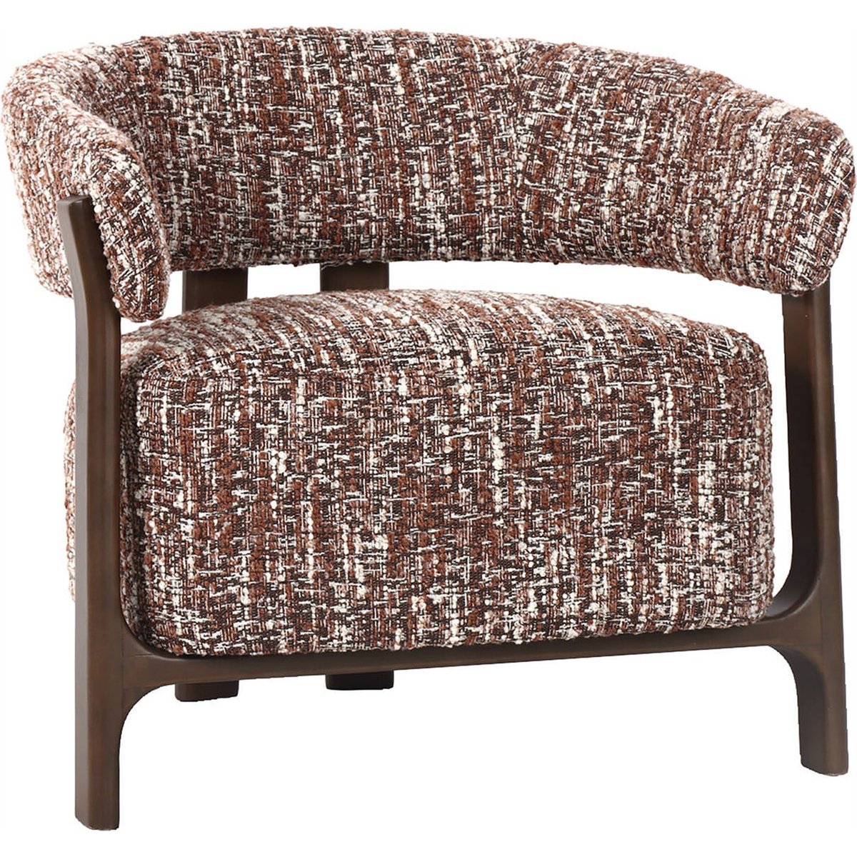 Fauteuil lounge en tissu texturé noisette, RECOLLECTION