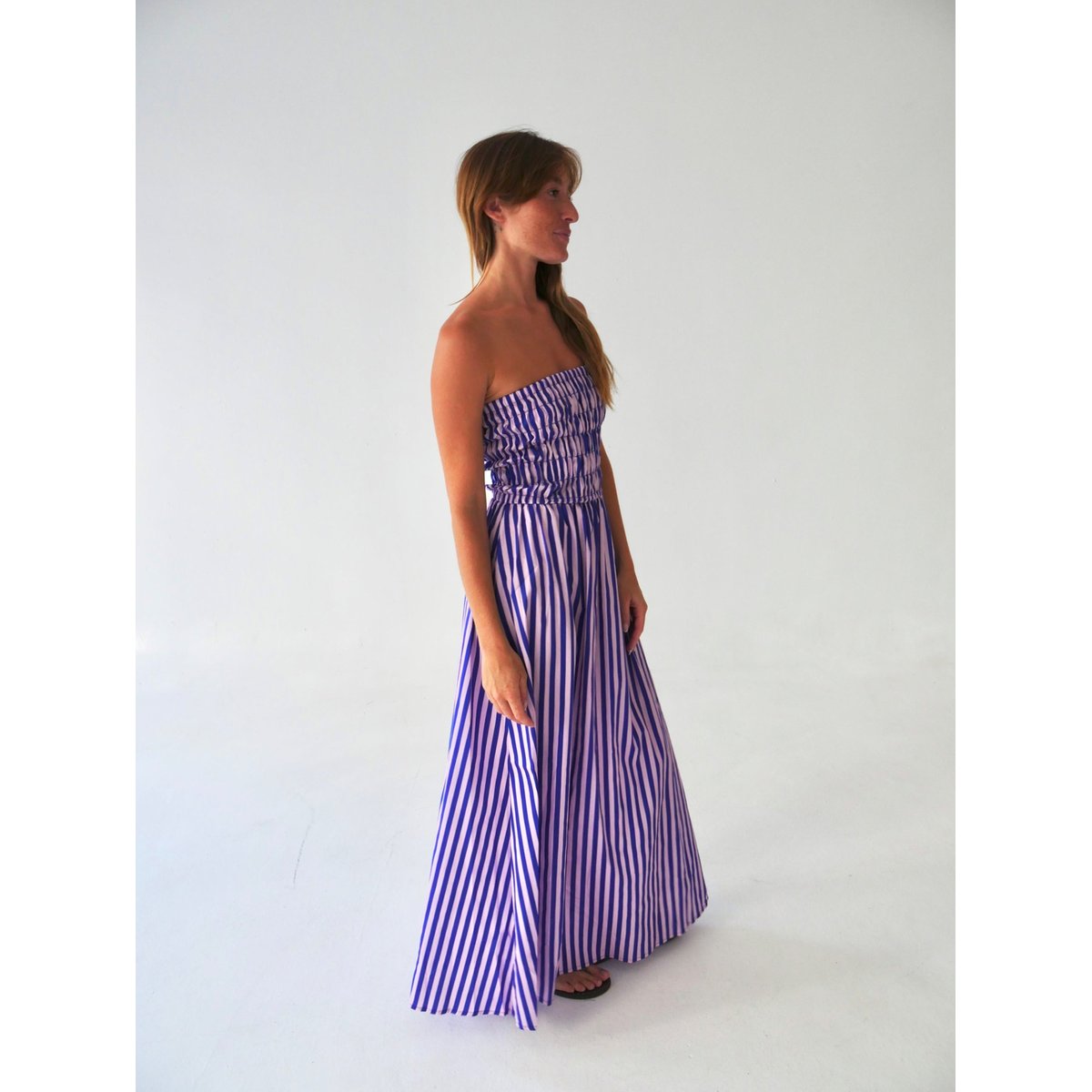 Robe longue bustier rayée EMILY bleu / rose, MINDTRAVELER