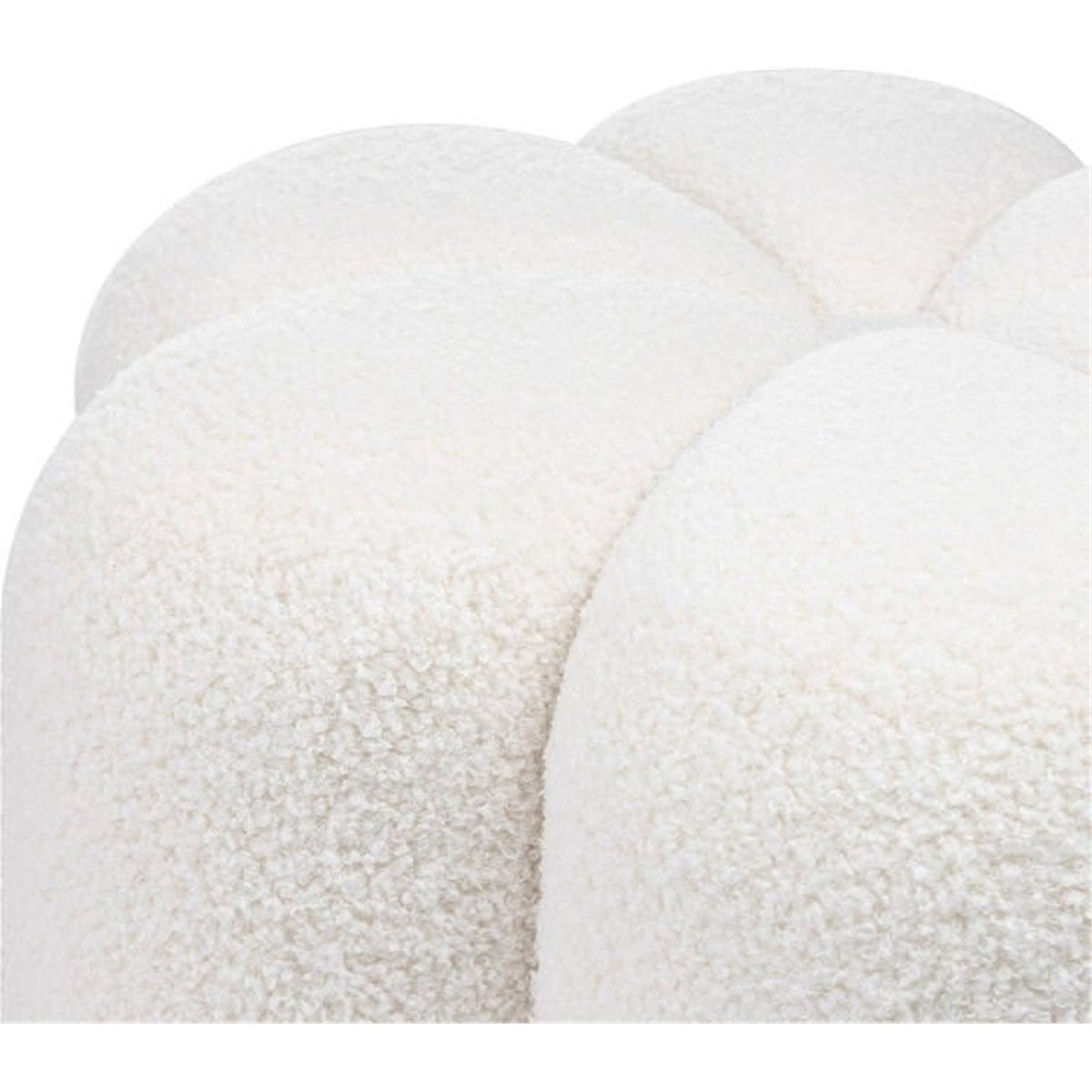 Pouf rond en tissu bouclé blanc, RECOLLECTION