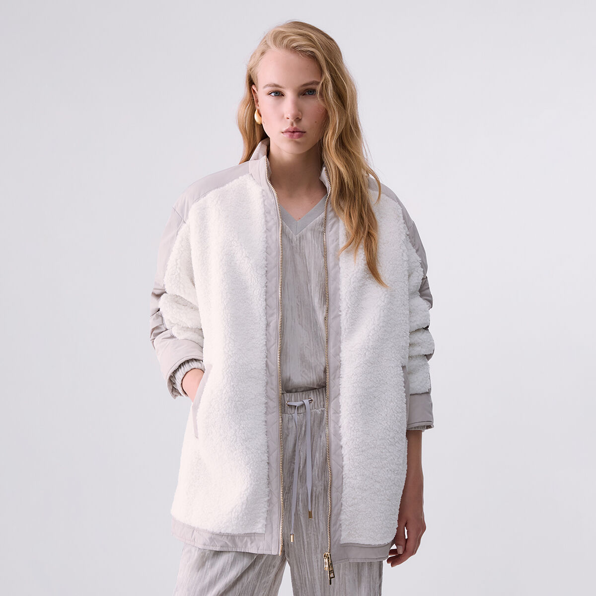 Bomber oversize en peluche blanc, LIU JO