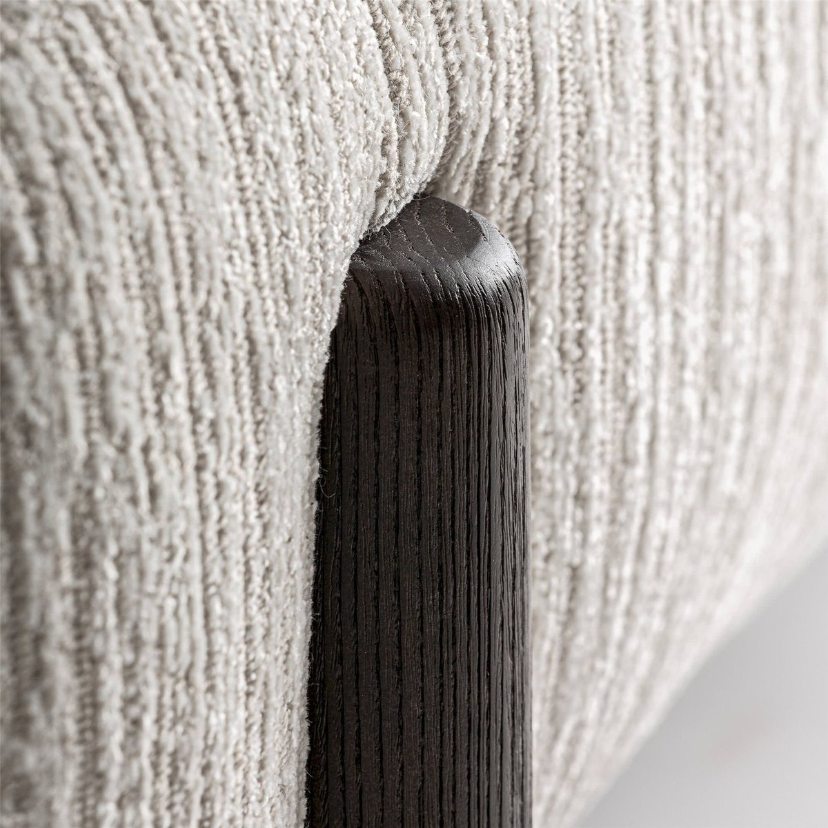 Repose-pieds contemporain en chenille blanc chenille et bois brun, RECOLLECTION