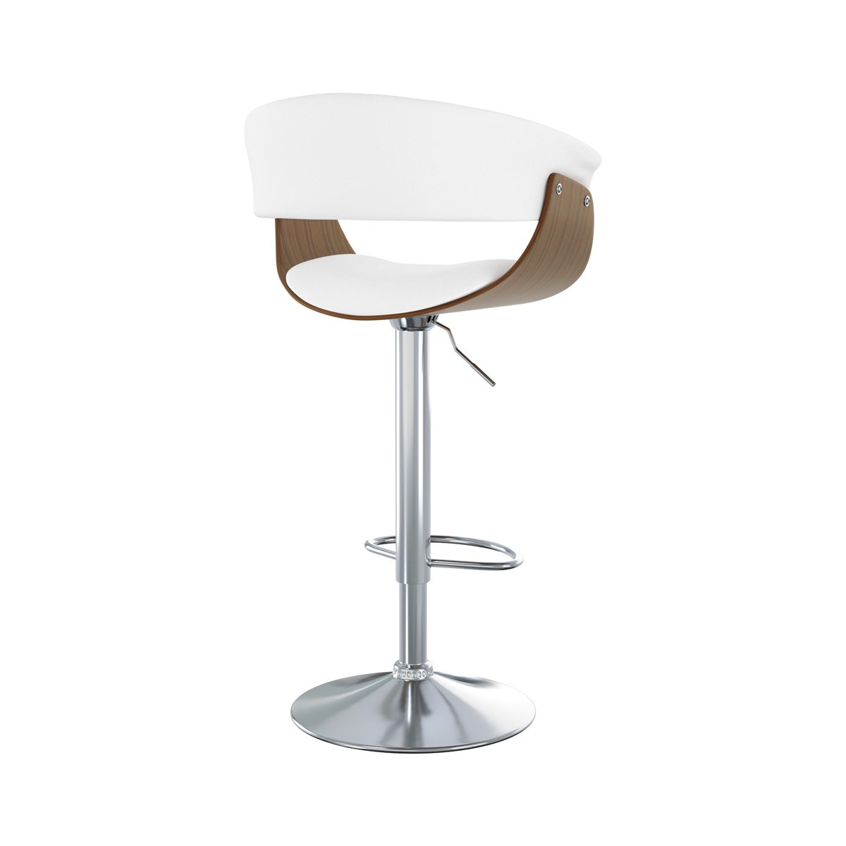Chaise de bar réglable et pivotante 59/81 cm en cuir synthétique - BASILE blanc, MAISON PAVANE