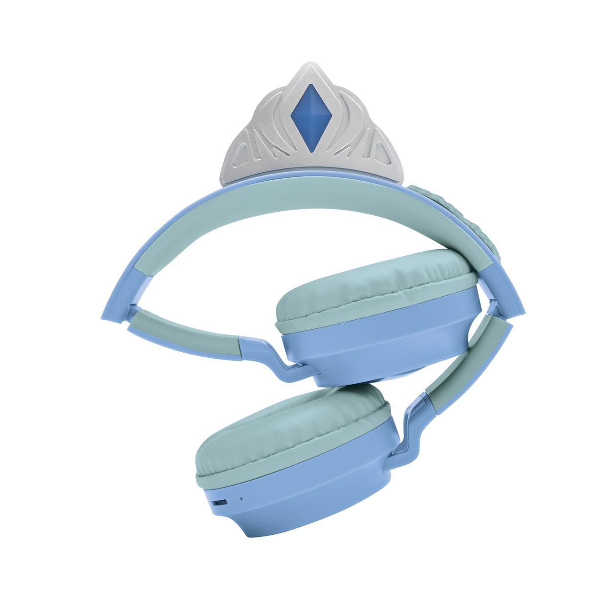 Casque lumineux pliable Bluetooth® et filaire avec un design d'une tiare de l'univers de La Reine des Neiges violet, LEXIBOOK