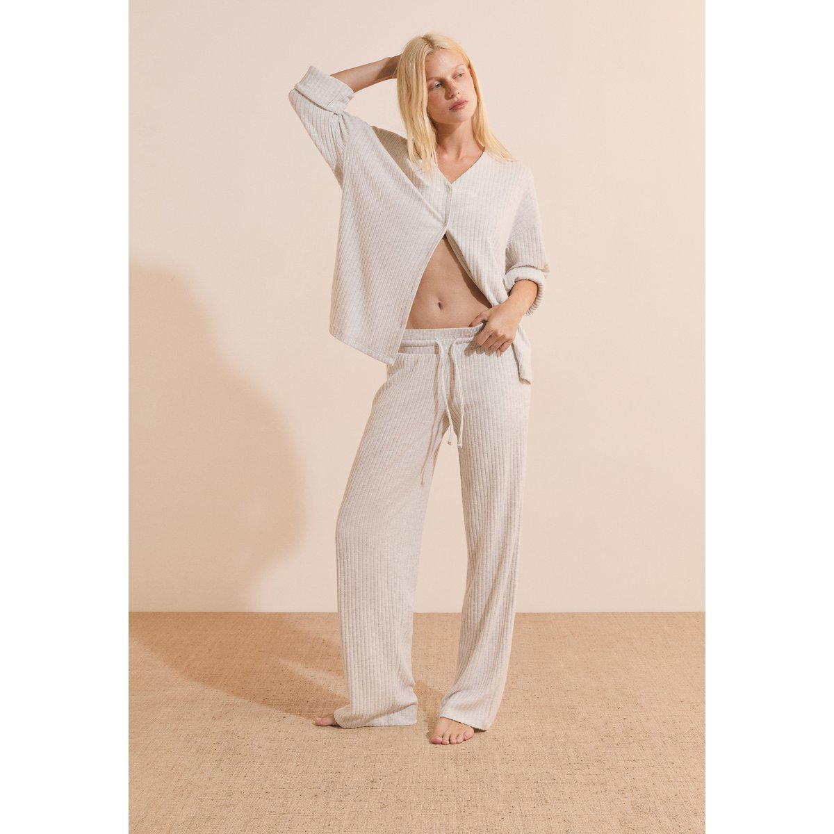 Pantalon de pyjama côtelé BERENICE gris, ETAM