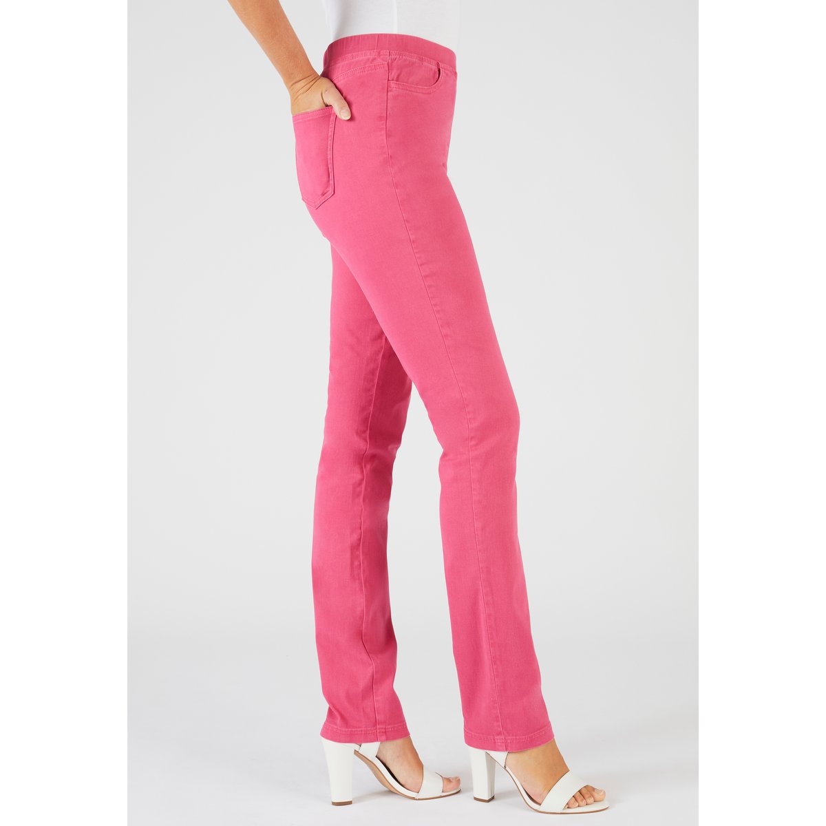 Pantalon gabardine extensible rose framboise, DAMART