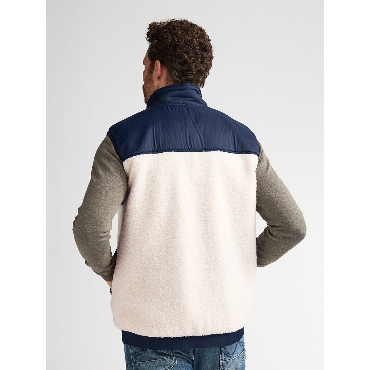 Parka sans manches en sherpa bleu marine, PETROL INDUSTRIES