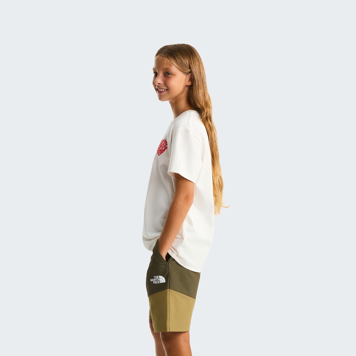 T-shirt korte mouwen, logo op de borst ecru, THE NORTH FACE