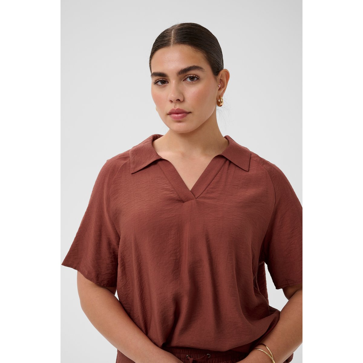 Blouse à manches courtes orange henna, KAFFE CURVE