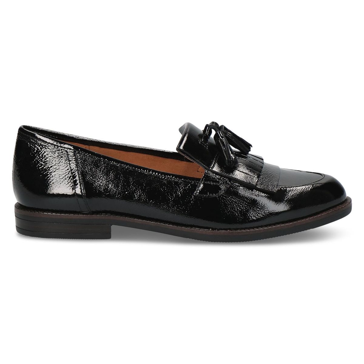 Slipper en cuir noir mat, CAPRICE