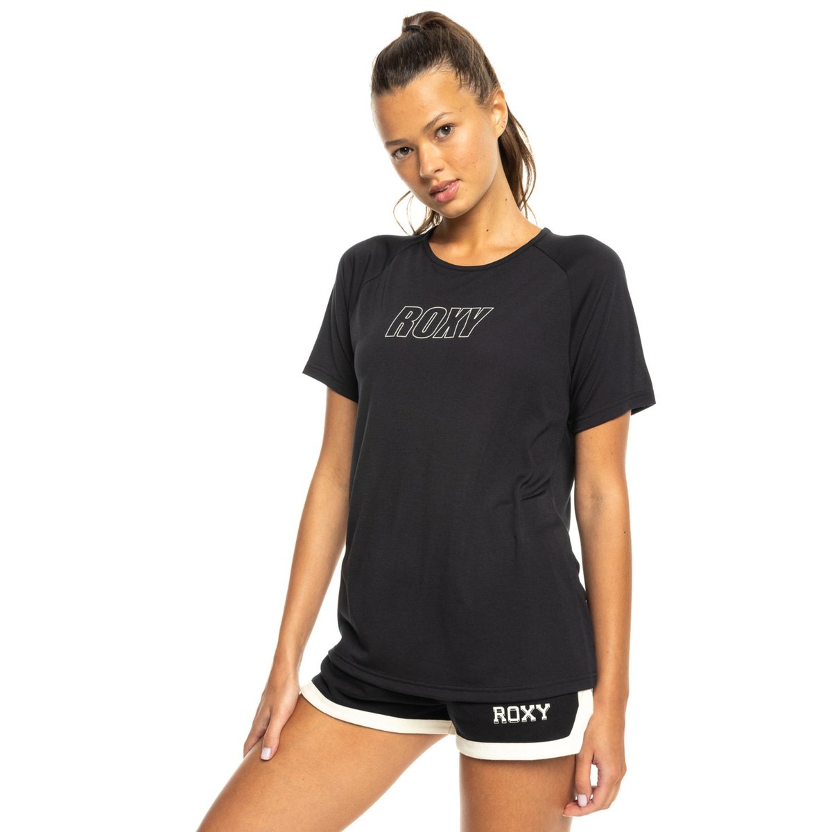 T-Shirt de sport, manches courtes, col rond, . noir true black, ROXY