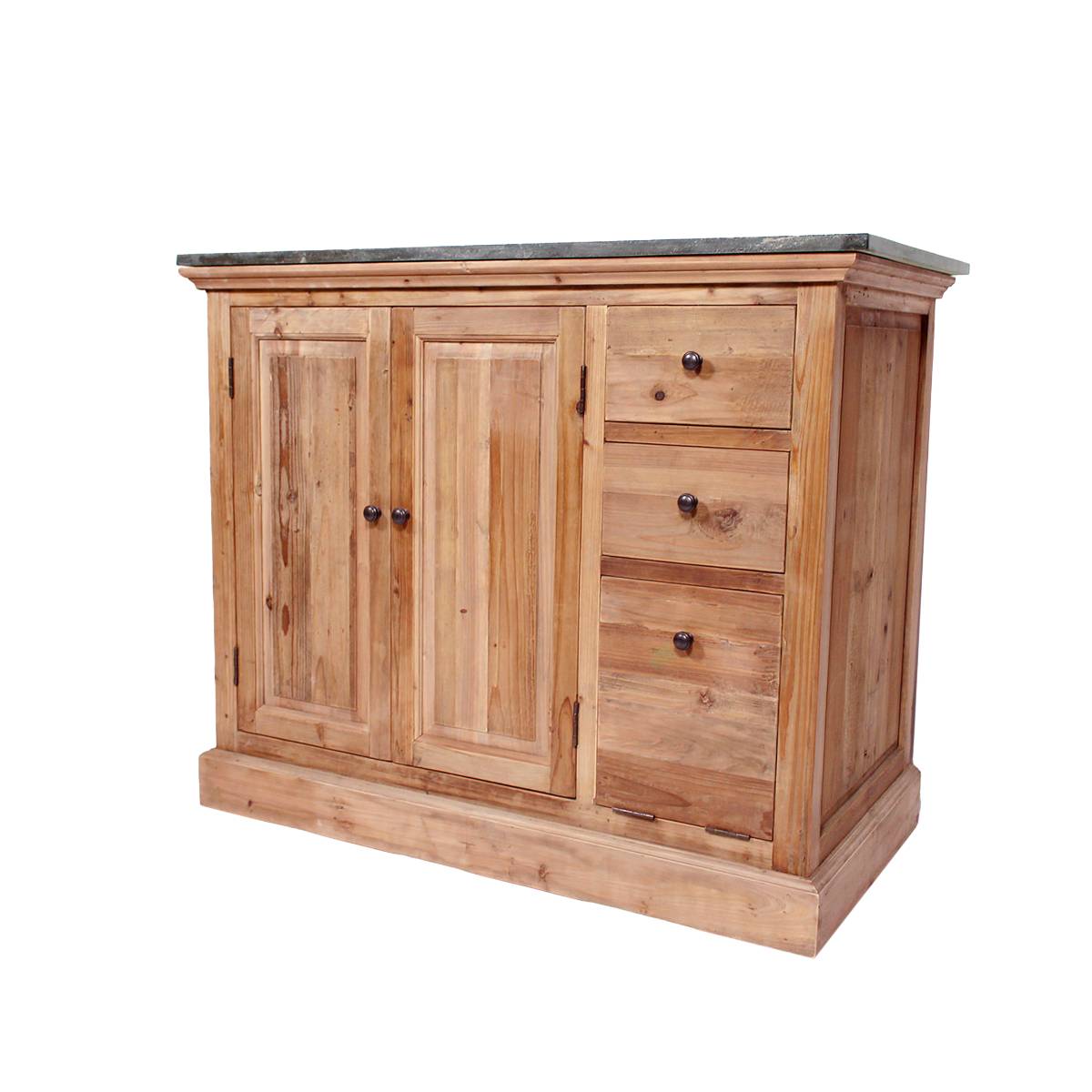 Meuble sous vasque en bois recyclé APRIL bois clair, MADE IN MEUBLES 