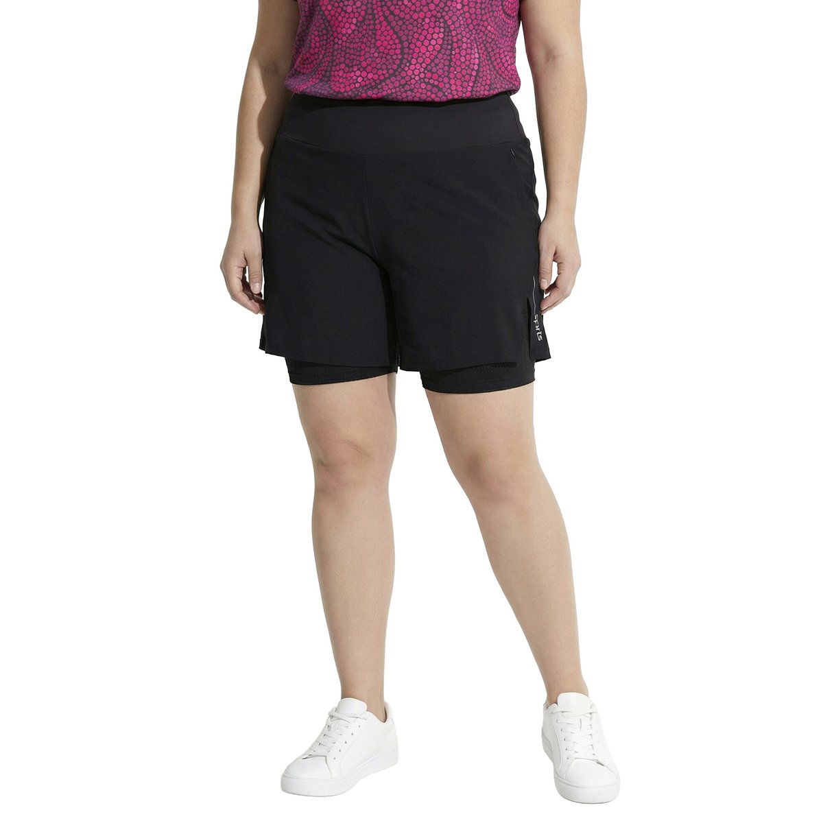 Short technique 2-en-1, taille haute noir, ULLA POPKEN
