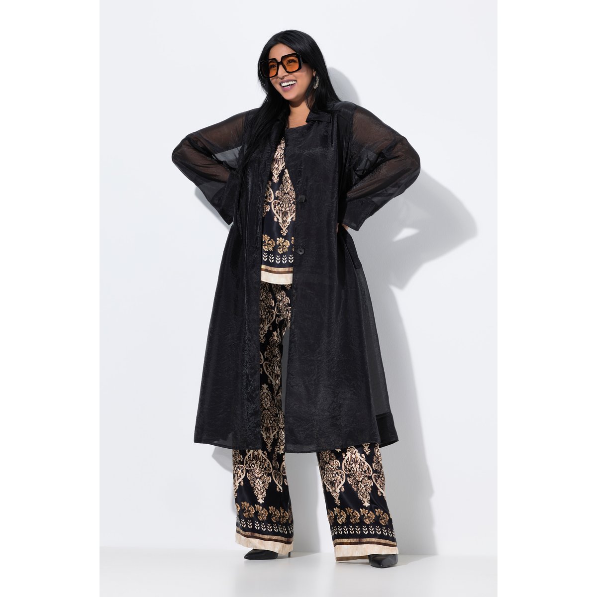 Manteau en organza noir, ULLA POPKEN