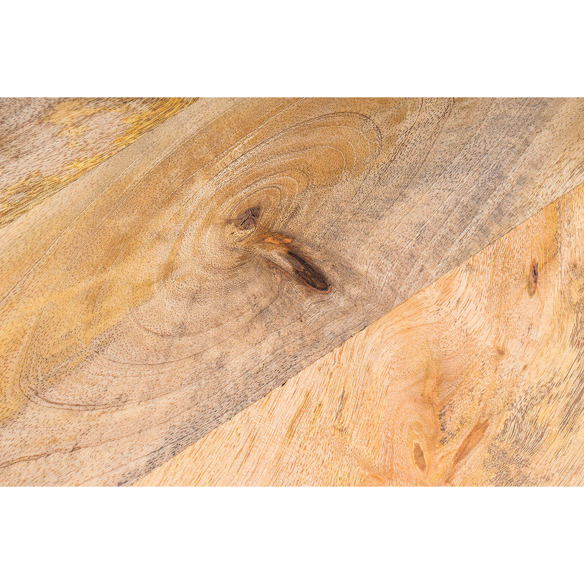 Table de chevet avec tiroir industrielle en bois manguier massif INDUSTRIA bois clair / noir, MILIBOO