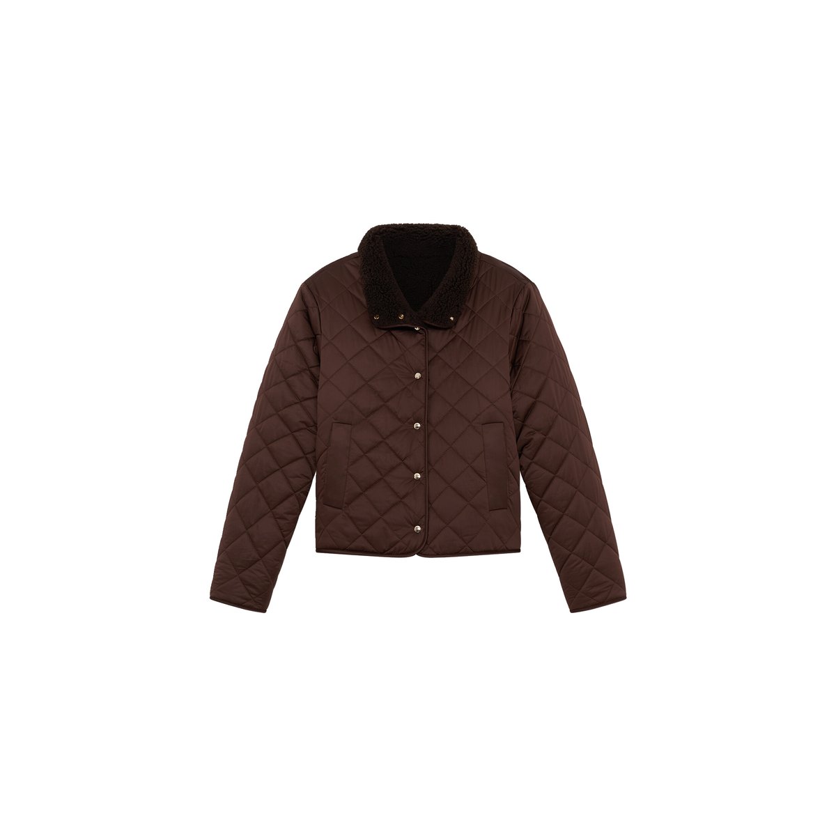 Manteau droit col montant GAMBERTINE marron foncé, CAROLL