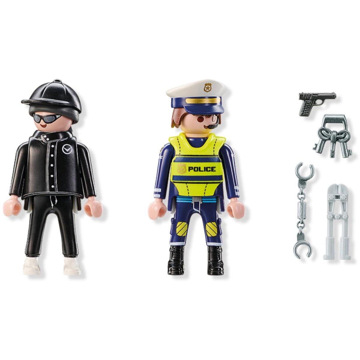Policier et bandit avec menottes et accessoires multicolore, PLAYMOBIL