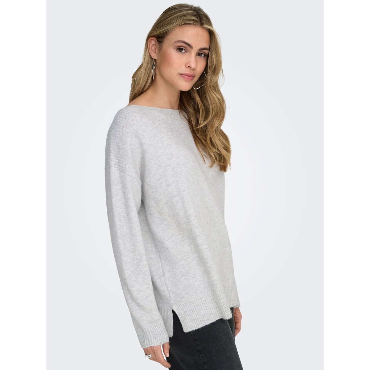 Pull En Maille light grey melange 1, ONLY